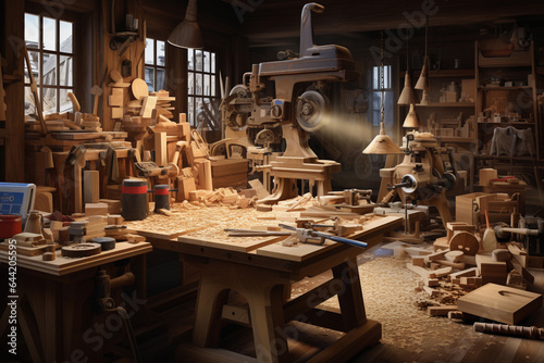 Carpentry workshop and woodworking. Carpenter's office.