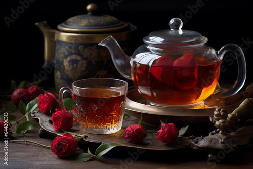Rose tea in glass cups.