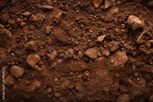 Brown soil close-up. Lumps of earth.