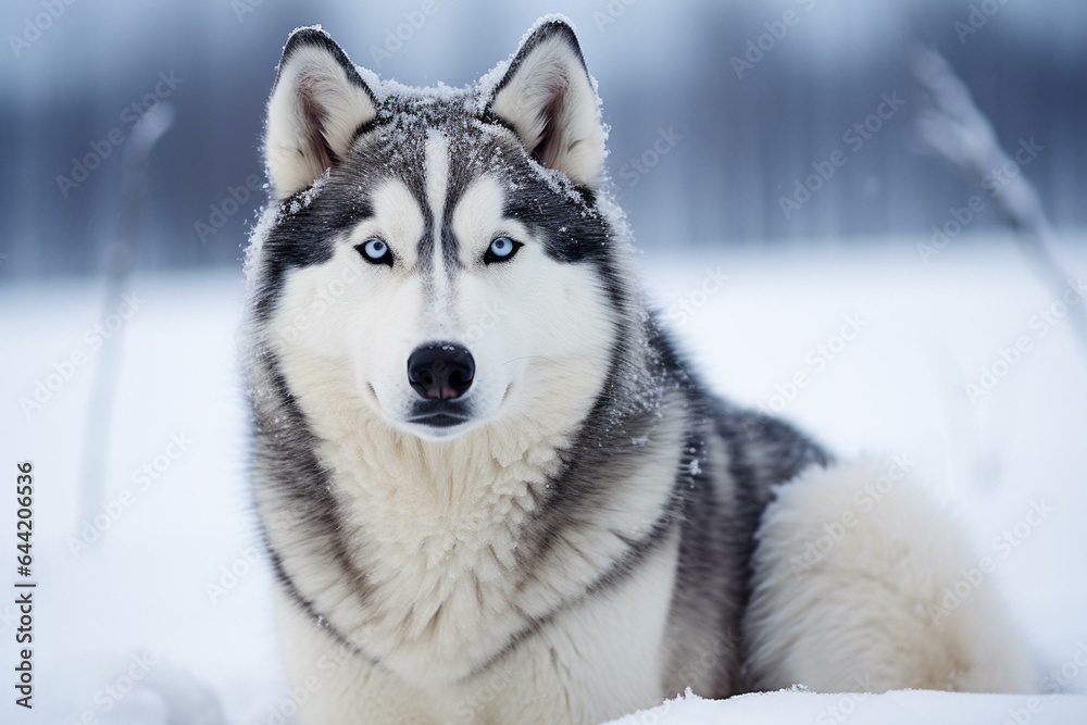 Pictures of Siberian Husky dogs. Generative AI
