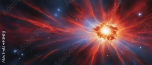 Cataclysmic explosion of a massive star in the supernova stage, energy in all directions