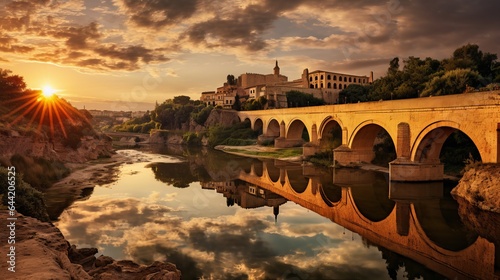 Spain's Tarragona at dusk, the Roman Ponte del Diable photo