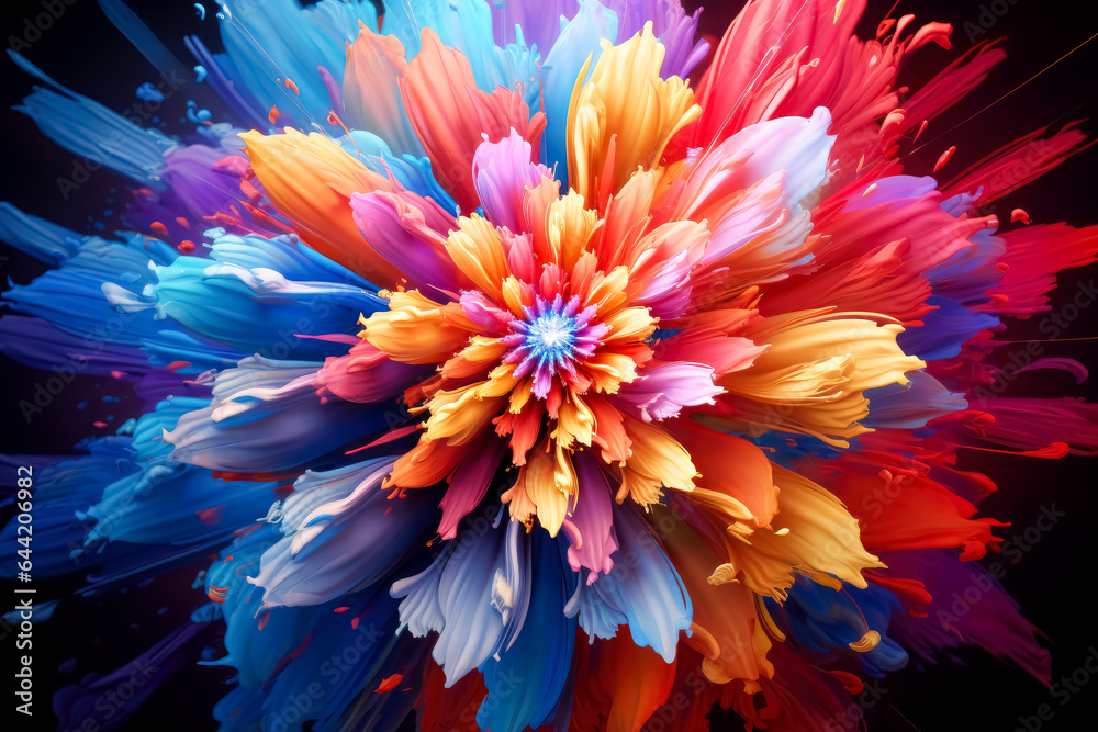 Fractal explosion abstract background, abstract circular pattern with colorful shapes, abstract swirl flower fractal. Fractal explosion abstract background, abstract circular pattern with colorful shapes, abstract swirl flower fractal.
