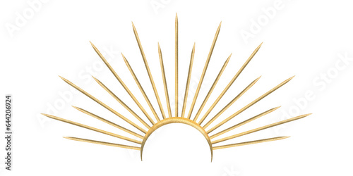Gold metal crown with rays. Hand drawn watercolor illustration for day of the dead  halloween  Dia de los muertos. Isolated object on a white background