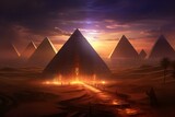 Exploration of hidden Egyptian pyramids with natural light and hieroglyphics. Generative AI