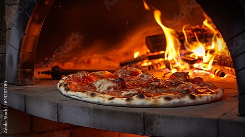 Fires in the pizza oven. Pizza Oven With Traditional Firewood Stone Fire