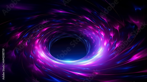 Purple spiral and dark background, neon grids, molecular. 
