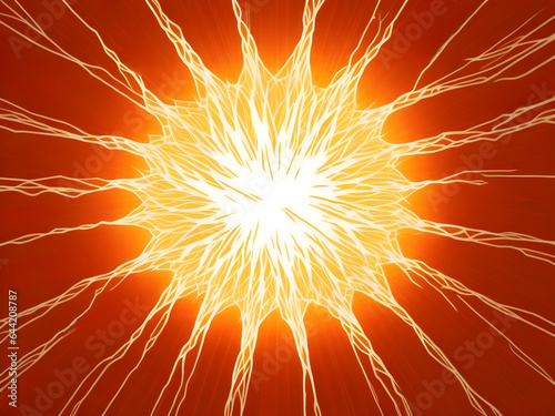 Illustration of a sunburst of a burning sun, generative ai