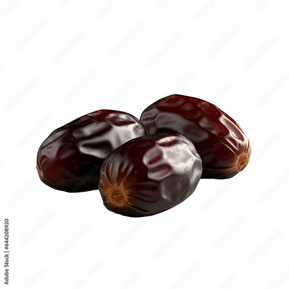 Three fresh dates isolated on transparent background. Concept of healthy food. Three fresh dates isolated on transparent background. Concept of healthy food.