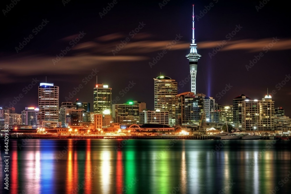 Stunning rendering of Auckland, New Zealand, a favored tourist spot. Generative AI