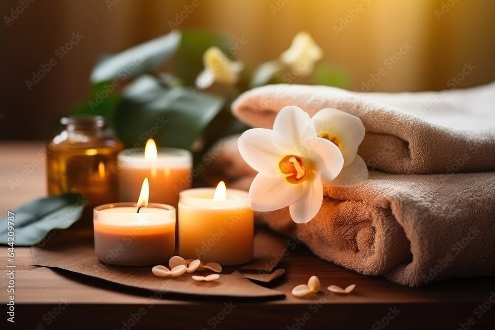 Serene Spa Massage Room with Aromatherapy Candles Serene Spa Massage Room with Aromatherapy Candles
