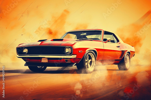 Retro Revival: Creative Muscle Car Painting © Andrii 