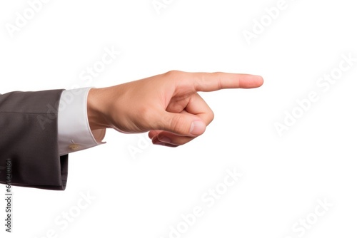 businessman hand pushing virtual screen on white background