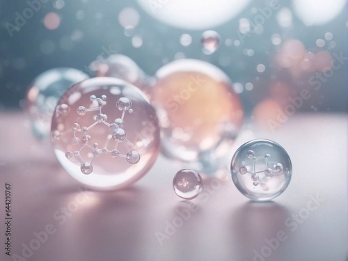 Wallpaper Mural Cosmetics background, pastel Molecules, science background, lab background, herbal leaves, beauty products, bubbles background,Abstract Chemistry generative ai illustration art Torontodigital.ca