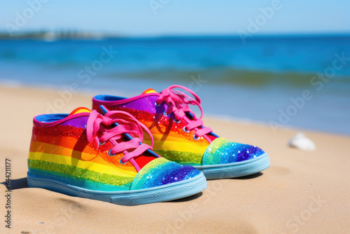 Sunny Beach Fun: Teens' Colorful Dancing Shoes