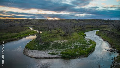 Qu'Appelle river horseshoe bend sunset