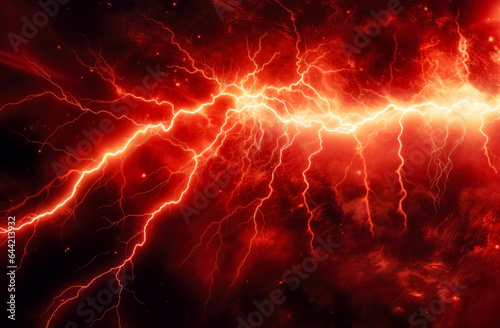 Red lightning flash with red and yellow color  textured surface layers  poster  electric.