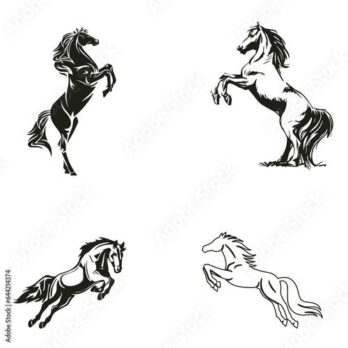horse vector art design, horse, silhouette, animal, vector, illustration, icon, wild, running, farm, animals, set, black, stallion, nature, race, dog, mammal, pet, pony, collection