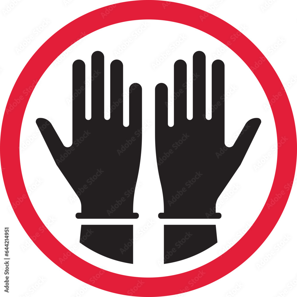 Hands in gloves black and white silhouette sign. Vector illustration Hands in gloves black and white silhouette sign. Vector illustration