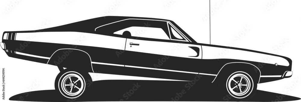 American muscle low rider car vector. Classic lowrider cars profile ...