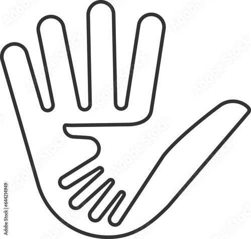 Helping hands symbol. Parent and child sign. Kids help and care icon. Support family vector.