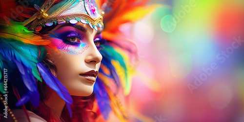 Brazilian Carnival, hyper - realistic feathers and sequins, vivid colors, dynamic composition, dancers in motion, ambient street lighting
