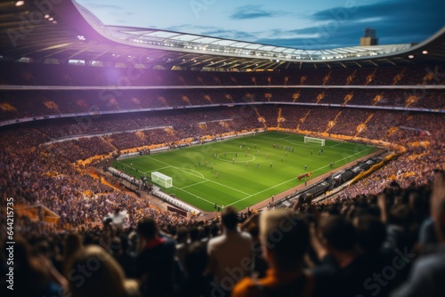 Football stadium with fans and crowd of people. Blurred background. World Cup Concept. Football Concept With a Copy Space. Soccer Concept With a Space For a Text. © John Martin