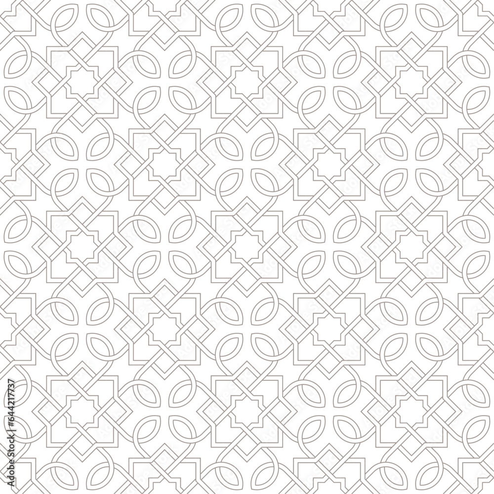 Geometric Arabesque Pattern Background, Light Gray and white Wallpaper, Vector Illustration