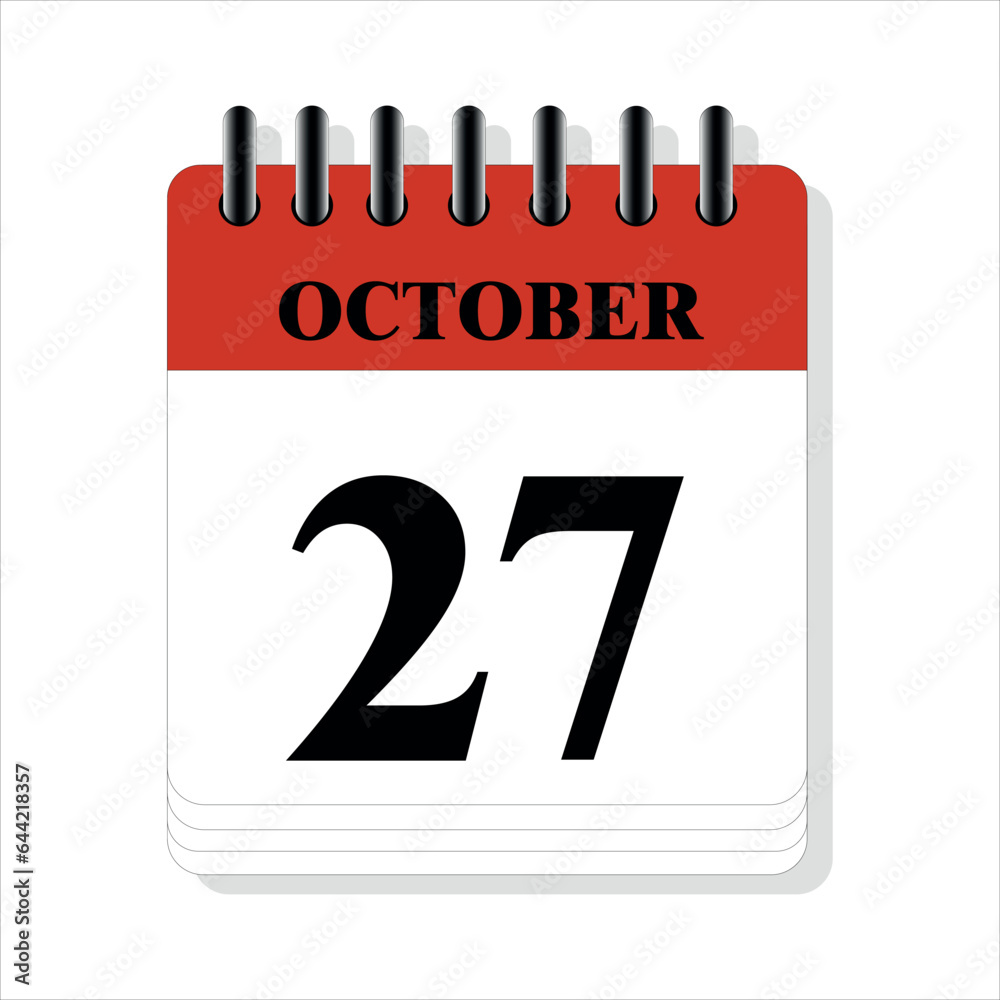 October 27 calendar date design October 27 calendar date design