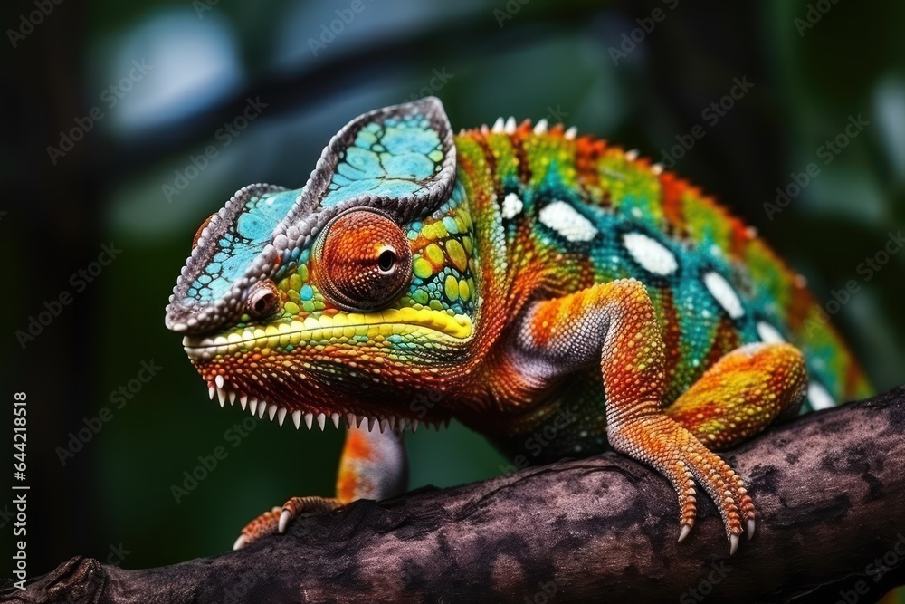 Chameleon with big eye looking around Chameleon with big eye looking around
