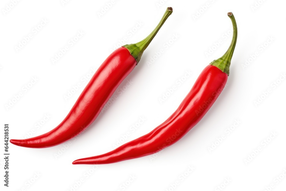 Chili pepper top view on white background Chili pepper top view on white background