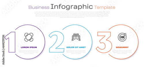 Set line Molecule, Test tube and Helium. Business infographic template. Vector