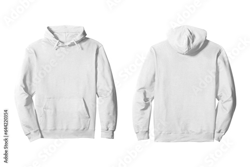 Blank Unisex White Pullover Hoodie Mockup Front and Back View