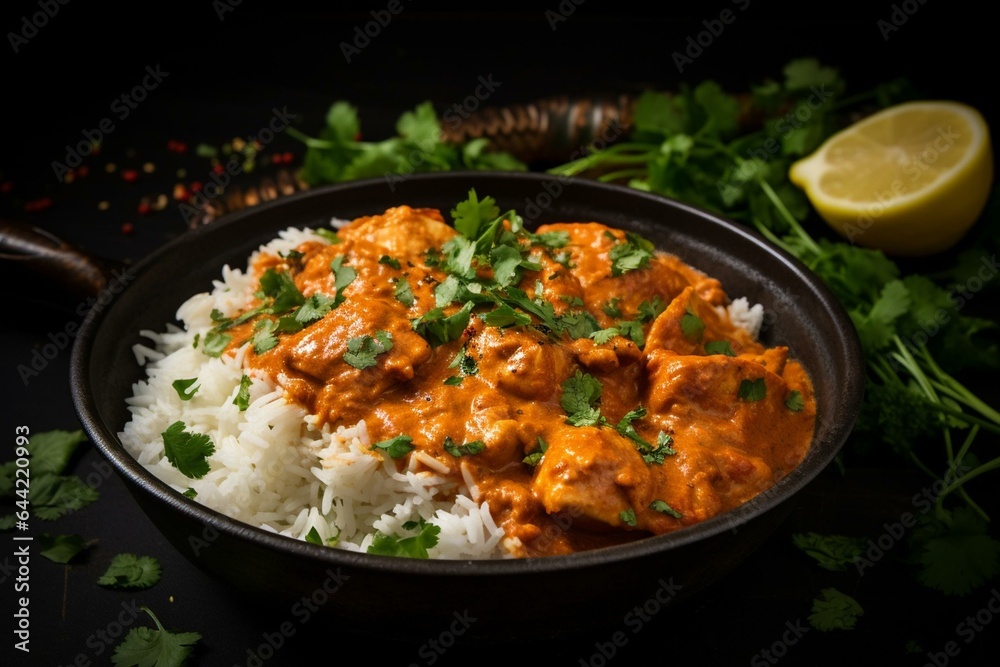 A flavorful chicken curry made with tikka masala seasoning. Generative AI