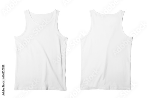 Blank Men White Tank Top Template Front and Back View Isolated