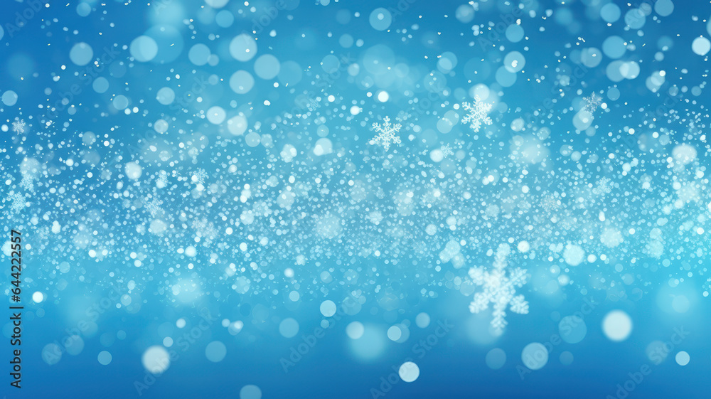 Seamless blue Christmas background with falling snow