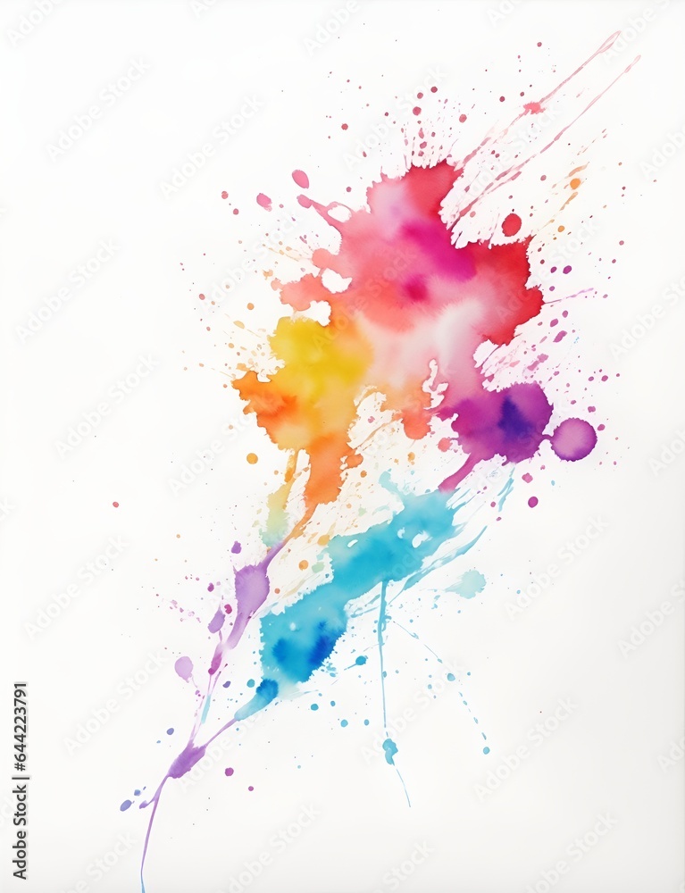 Abstract watercolor on a white background. The color splashes on the paper.