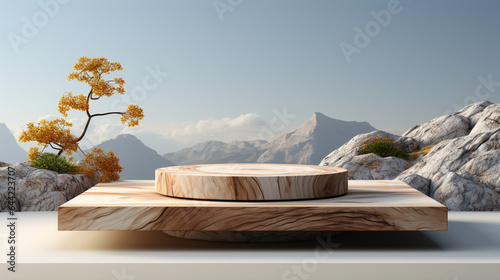 wooden presentation stand and landscape © mknisanci
