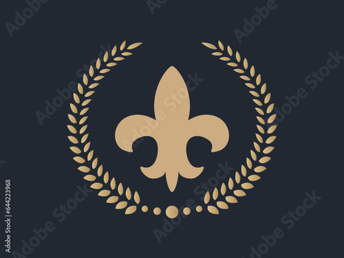 Fleur de lys icon vector in wreath