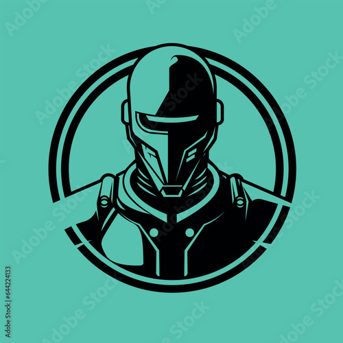 one color sci fi character logo/illustration