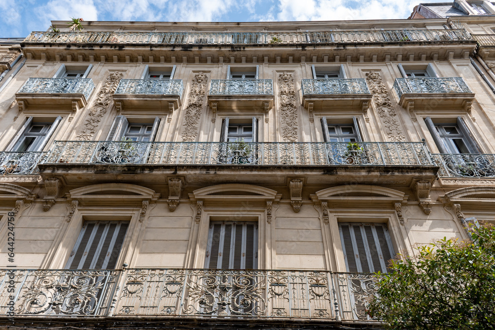 Walking in old central part of Montpellier city, France