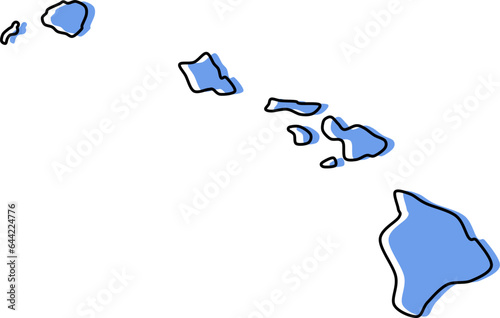 hawaii map, hawaii vector, hawaii outline, hawaii stylized, hawaii