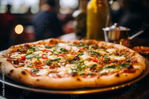 a delicious pizza on a table in an italian restaurant