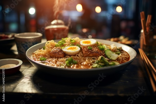 a delicious bowl of japanese hot ramen ready to eat