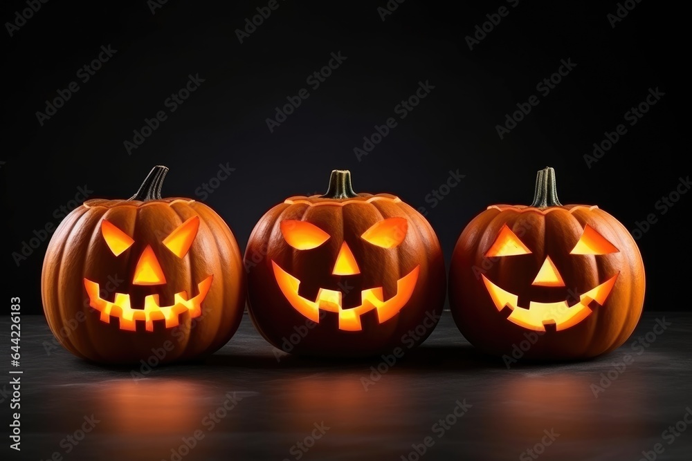 Scary Pumpkins glow at night. Scary Pumpkins glow at night.