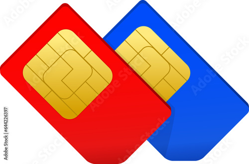 two sim card red and blue