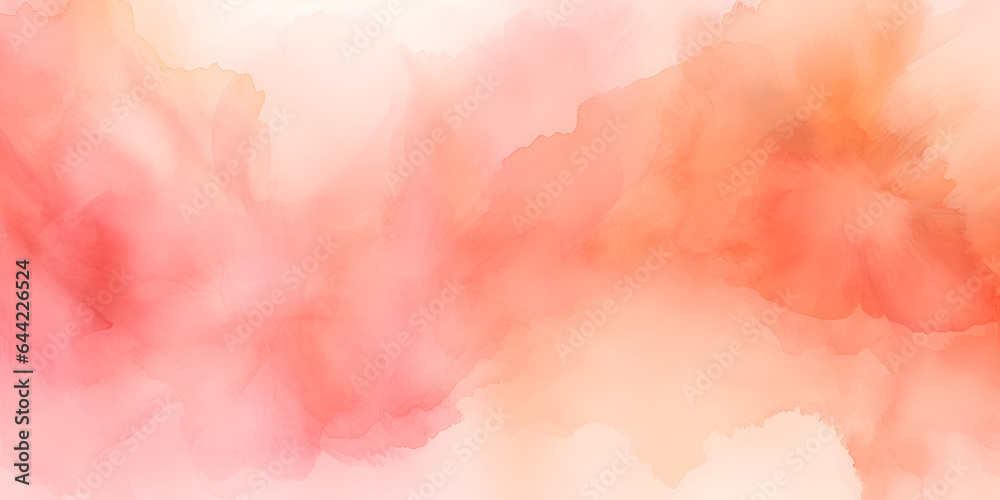 Abstract watercolor background in shade of apricot, pastel pink, orange and yellow - obrazy, fototapety, plakaty 
