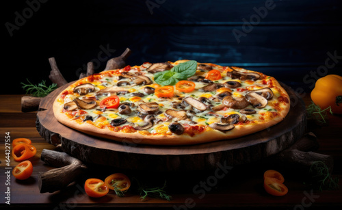 pizza with vegetables and cheese