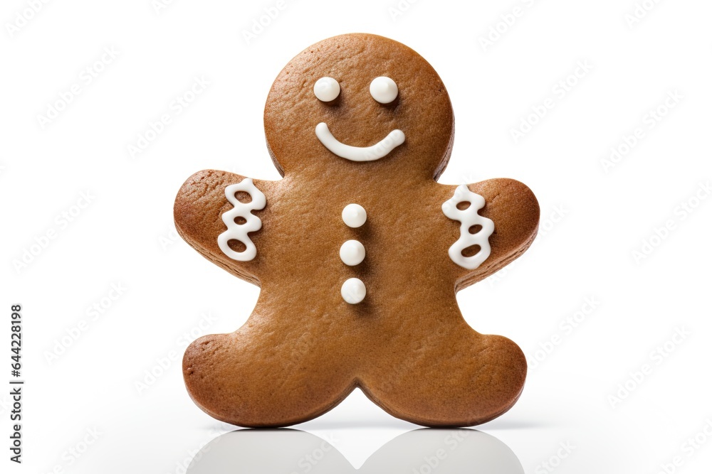Gingerbread cookie isolated on white background. Copy space. Generative Ai Gingerbread cookie isolated on white background. Copy space. Generative Ai