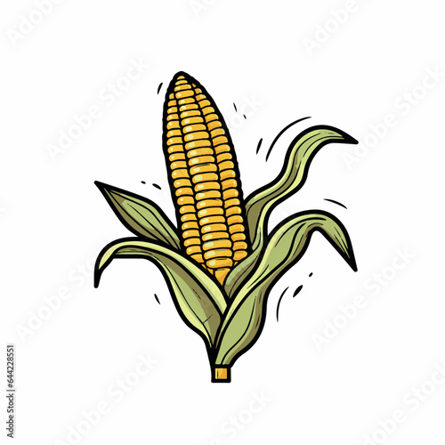 Corn in cartoon, doodle style. 2d vector illustration in logo, icon style. Black and white AI Generative